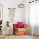 Pouf modular with cushion patchwork fabric