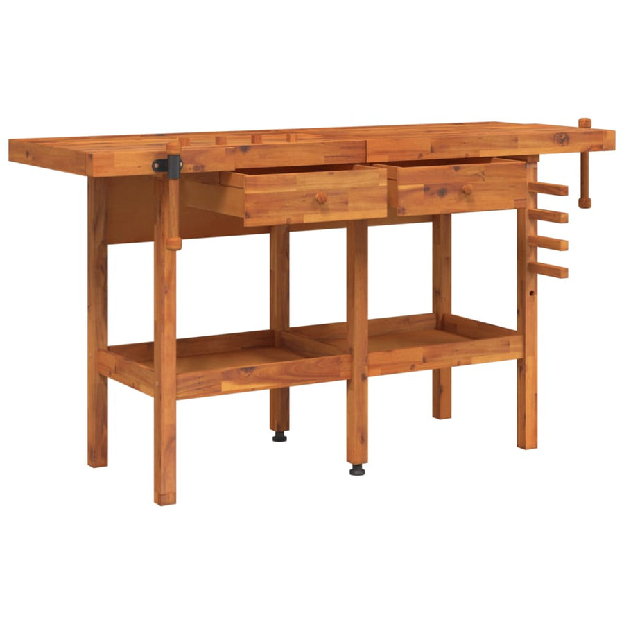 Werkbank Met Lades En Bankschroeven 62X62X83 Cm Acaciahout zonder kast