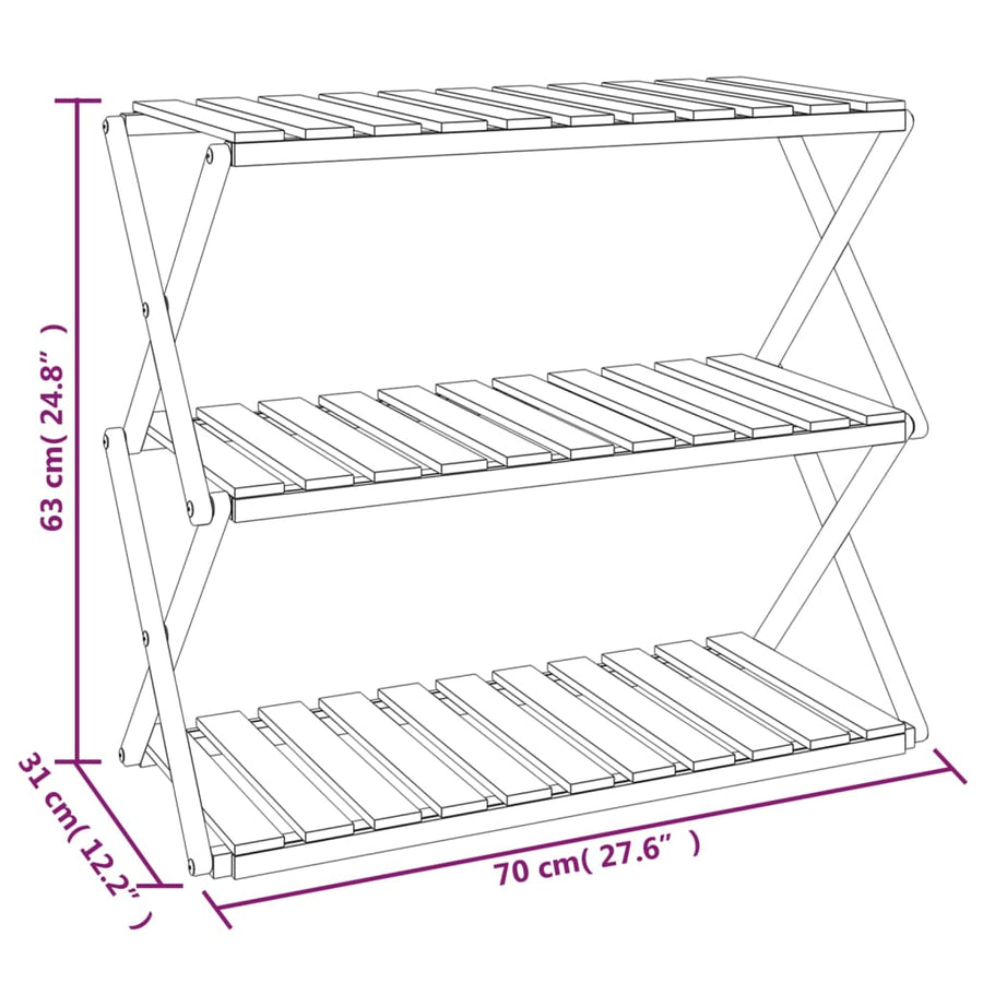 Schappenkast Inklapbaar 3-Laags 70X31X63 Cm Acaciahout Bruin