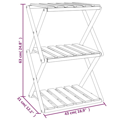 Schappenkast Inklapbaar 3-Laags 43X31X63 Cm Acaciahout Bruin