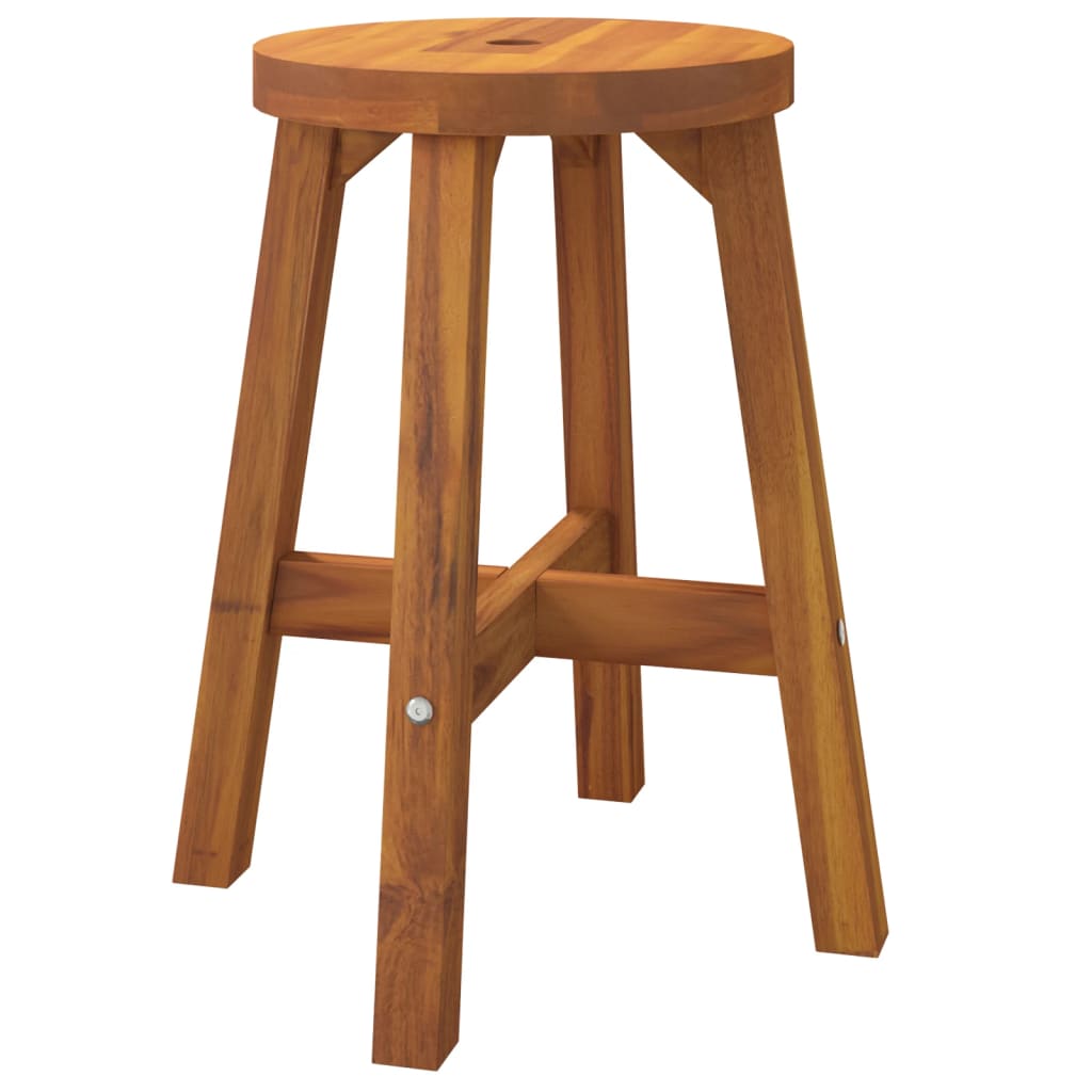 Kruk 38X38X45 Cm Rond Massief Acaciahout Bruin