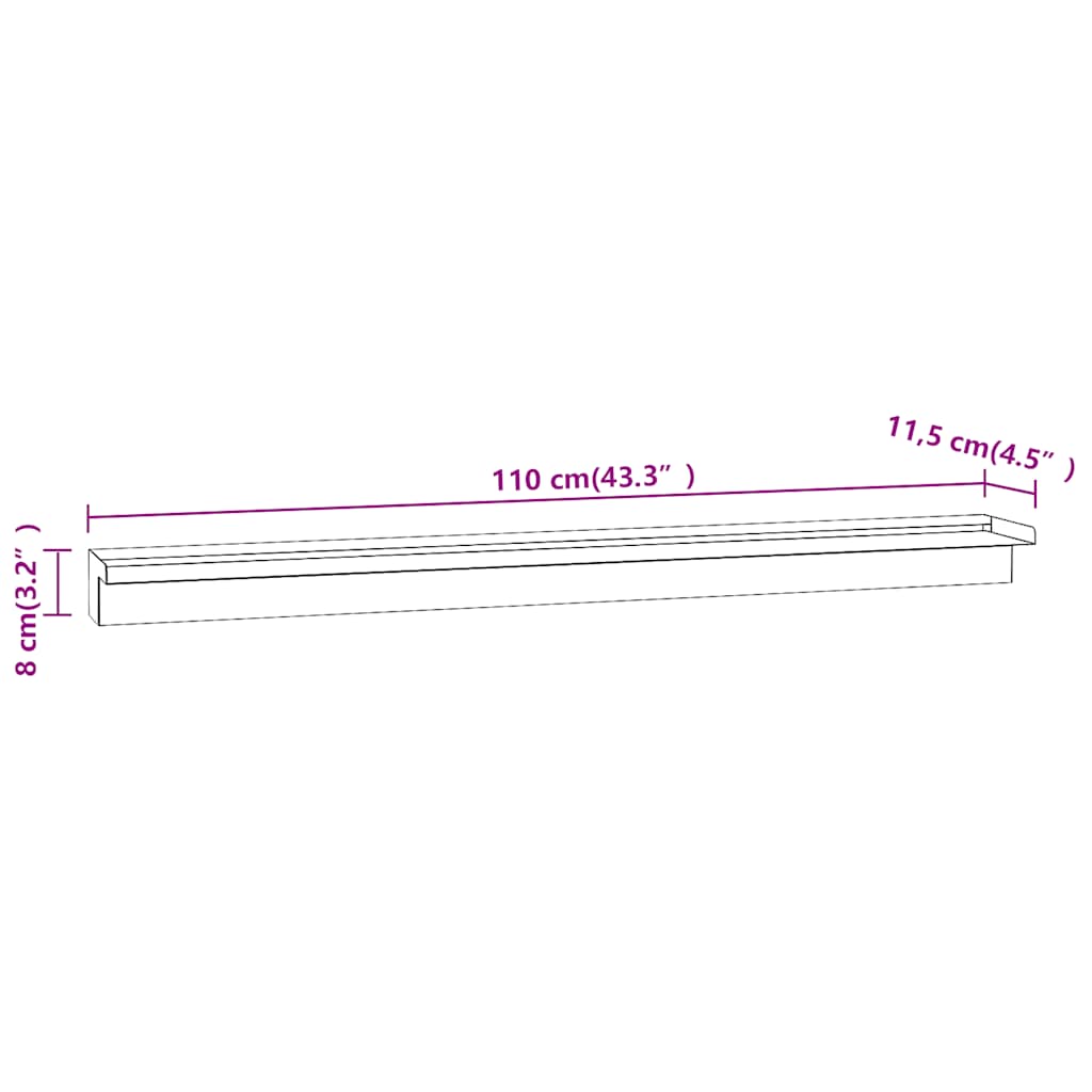 Zwembadwaterval met LED-verlichting 110 cm roestvrij staal