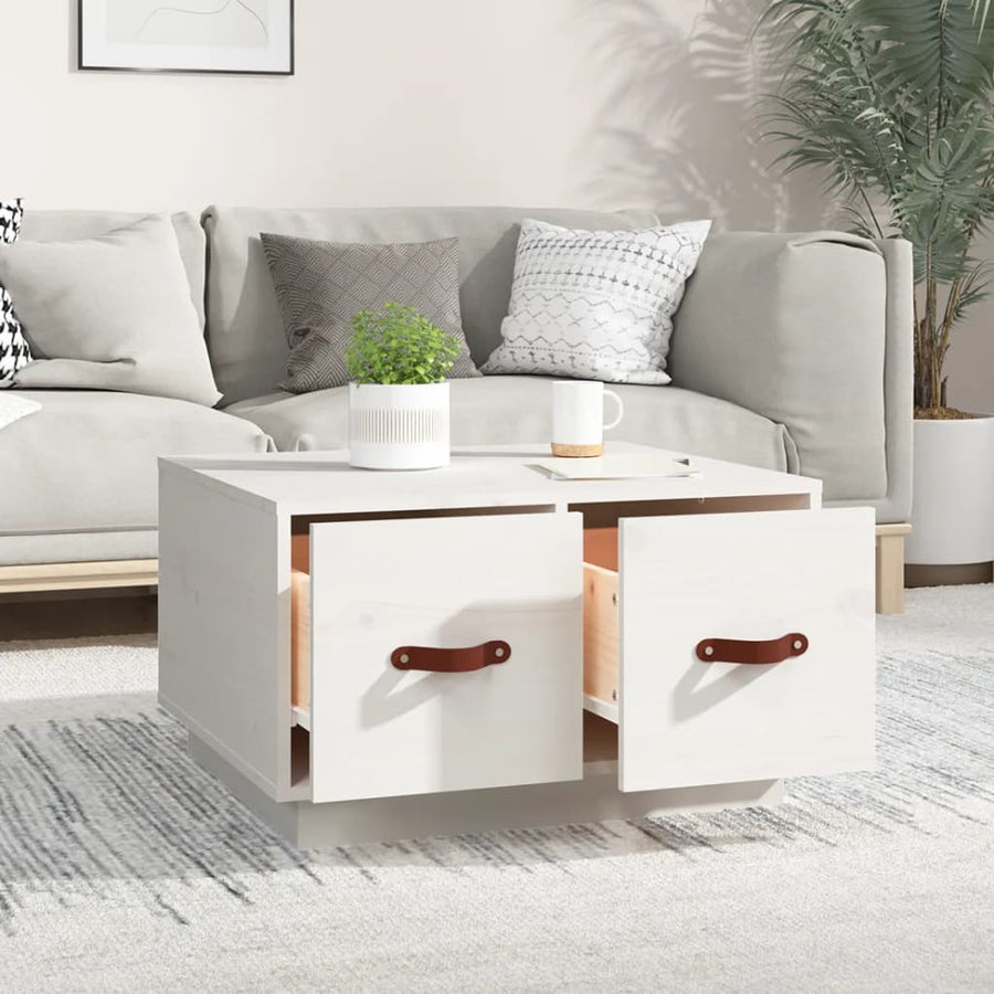 Salontafel 60X53X35 Cm Massief Grenenhout Wit