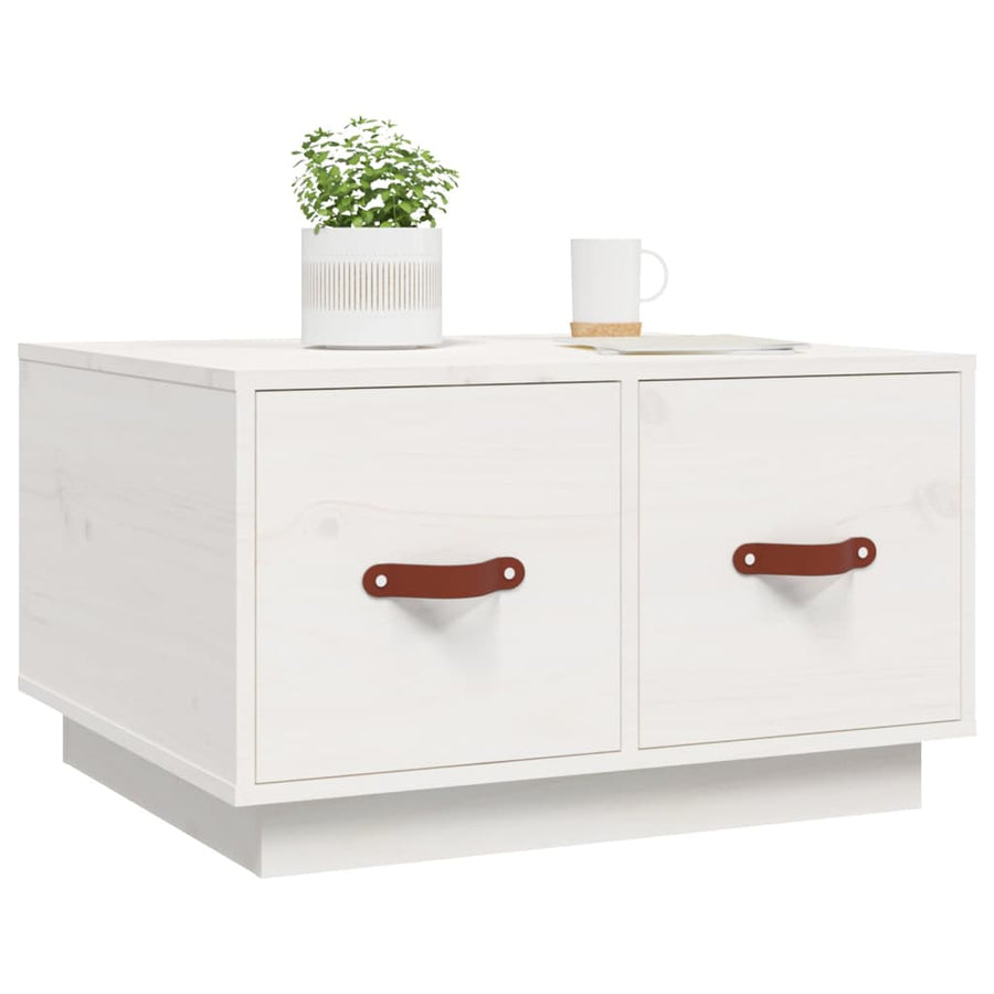 Salontafel 60X53X35 Cm Massief Grenenhout Wit