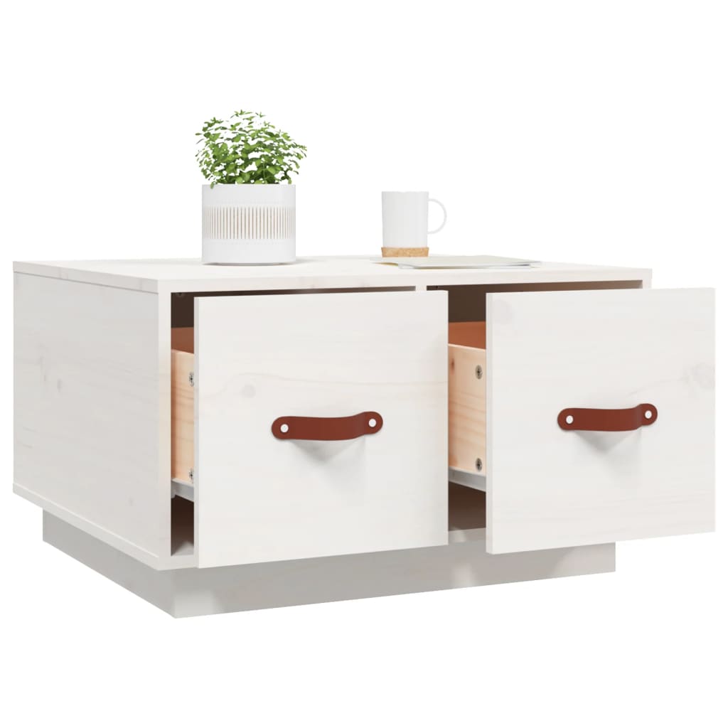 Salontafel 60X53X35 Cm Massief Grenenhout Wit
