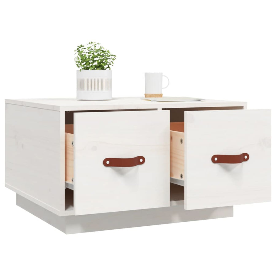 Salontafel 60X53X35 Cm Massief Grenenhout Wit