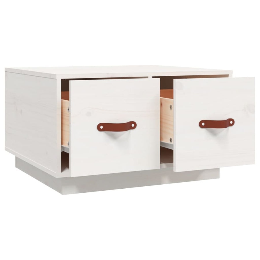 Salontafel 60X53X35 Cm Massief Grenenhout Wit