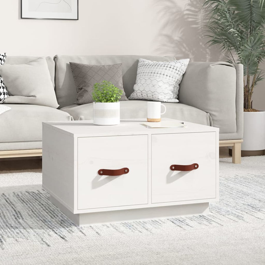 Salontafel 60X53X35 Cm Massief Grenenhout Wit