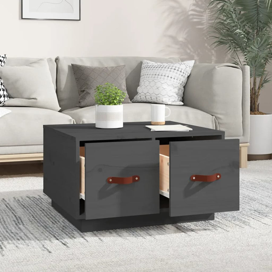 Salontafel 60X53X35 Cm Massief Grenenhout Grijs