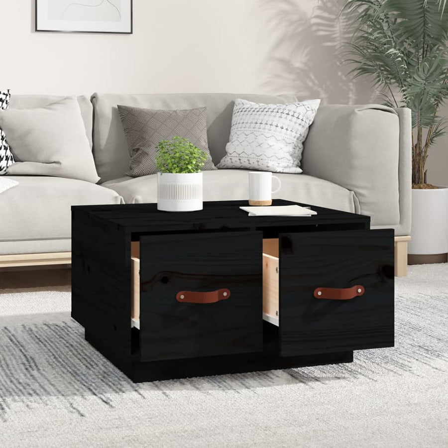 Salontafel 60X53X35 Cm Massief Grenenhout Zwart
