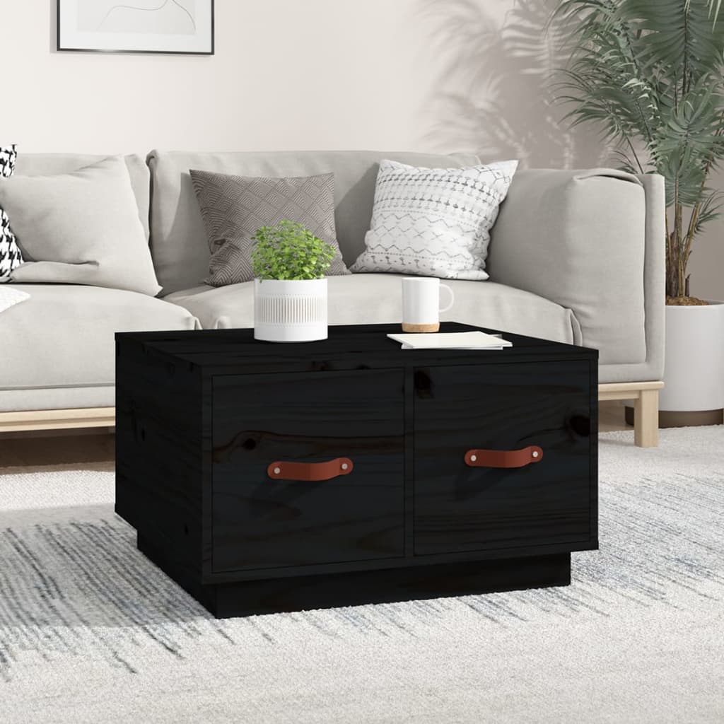 Salontafel 60X53X35 Cm Massief Grenenhout Zwart