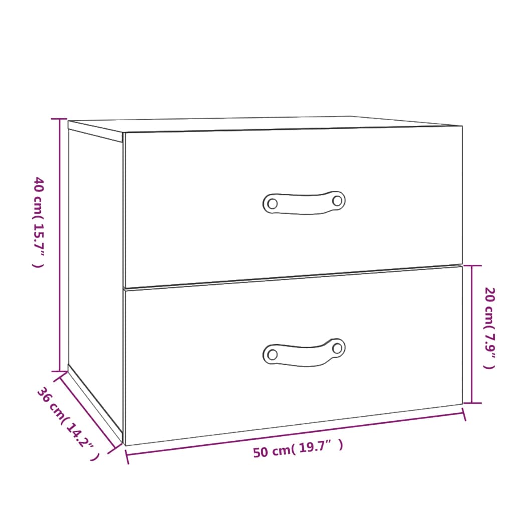 Nachtkastjes 2 St Wandgemonteerd 50X36X40 Cm Wit