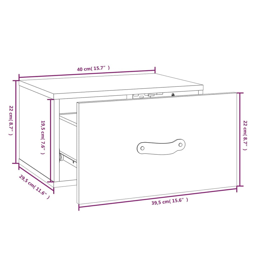 Nachtkastjes 2 St Wandgemonteerd 40X29,5X22 Cm Wit