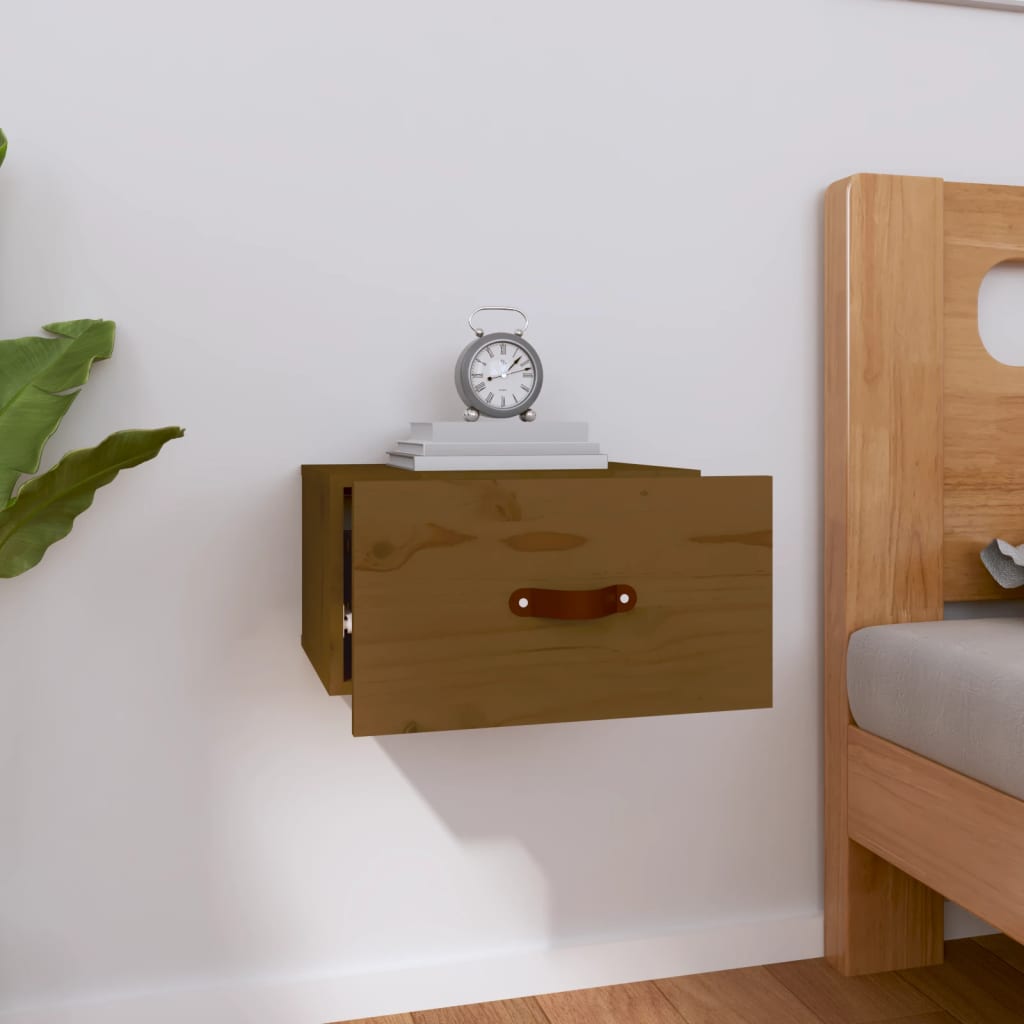 Nachtkastje Wandgemonteerd 40X29,5X22 Cm Honingbruin