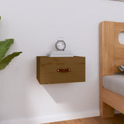 Nachtkastje wandgemonteerd massief grenenhout honingbruin 40x29,5x22 cm