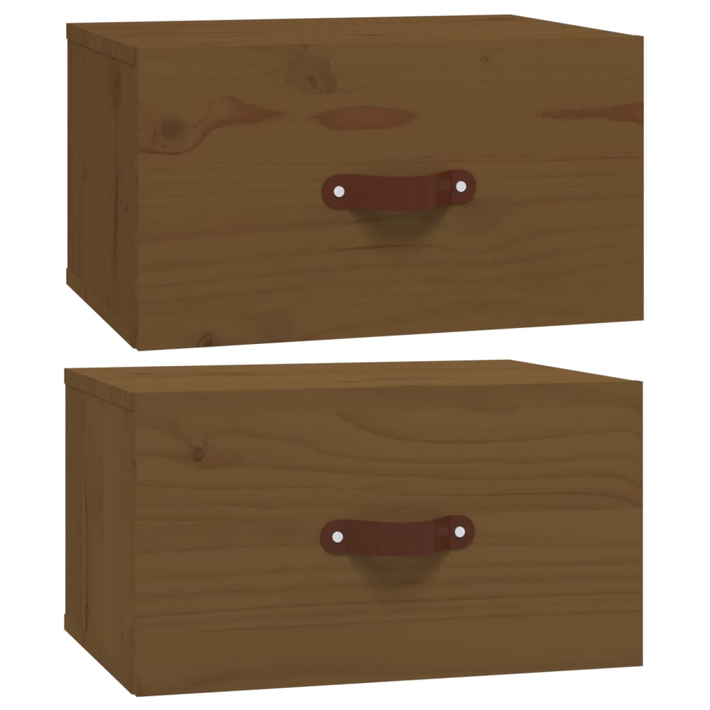 Nachtkastjes 2 St Wandgemonteerd 40X29,5X22 Cm Honingbruin