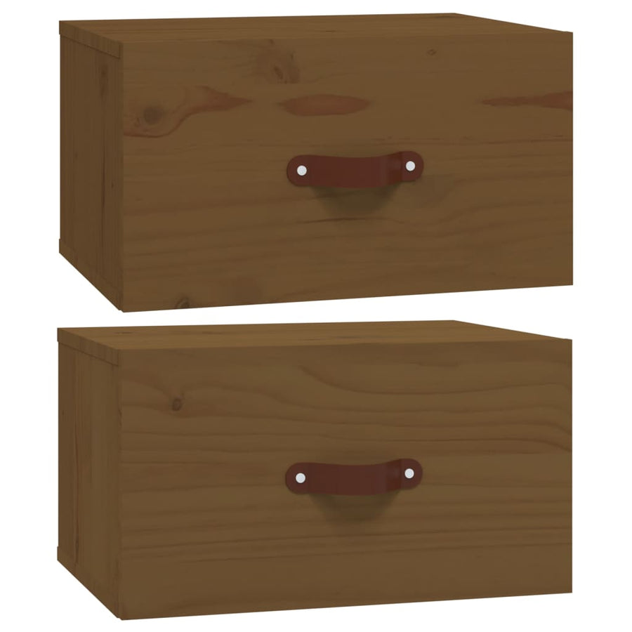 Nachtkastjes 2 St Wandgemonteerd 40X29,5X22 Cm Honingbruin
