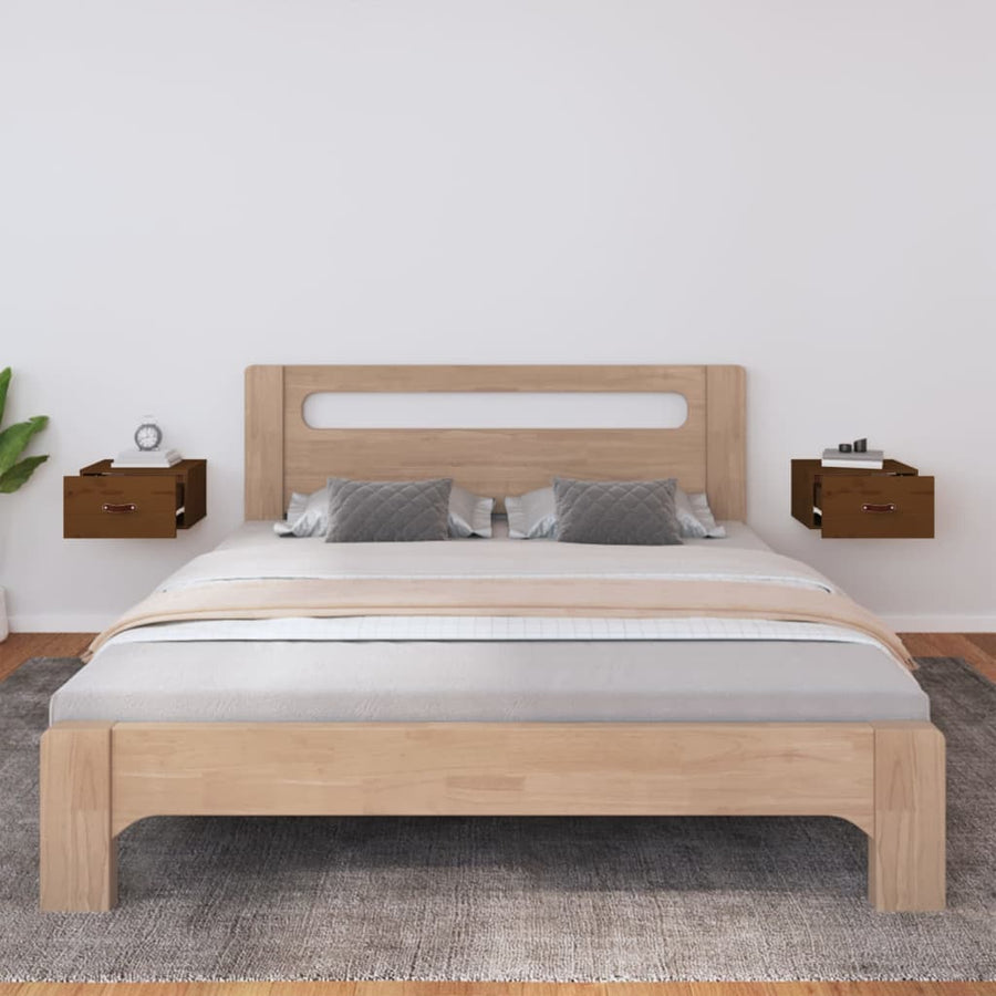 Nachtkastjes 2 St Wandgemonteerd 40X29,5X22 Cm Honingbruin