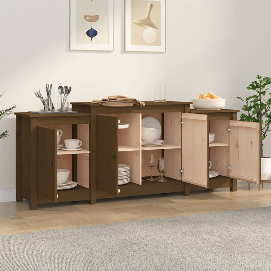 Dressoir 164X37X68 Cm Massief Grenenhout Honingbruin