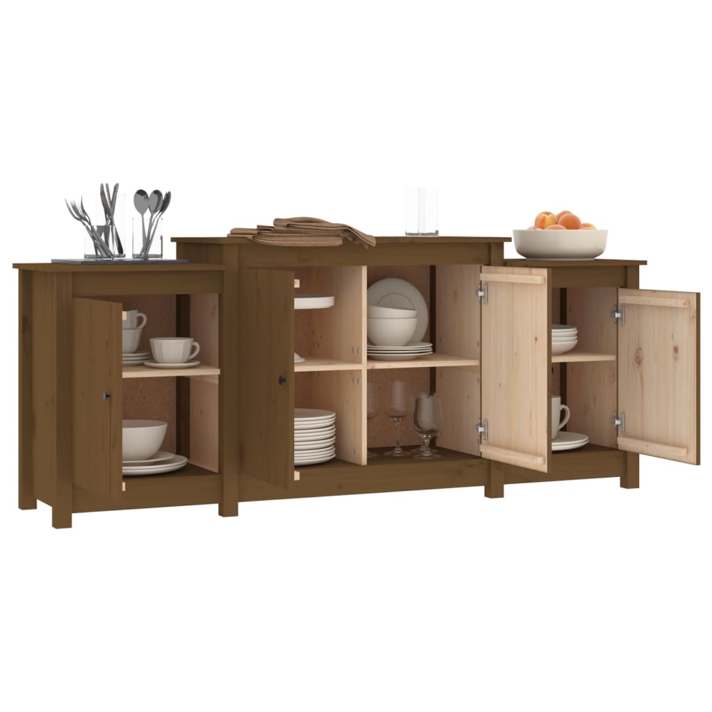 Dressoir 164X37X68 Cm Massief Grenenhout Honingbruin