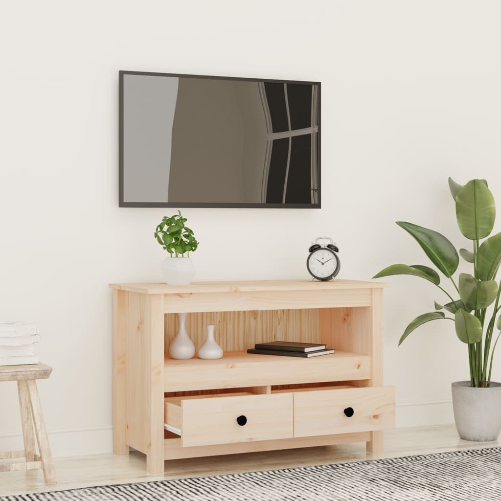Tv-Meubel 79X35X52 Cm Massief Grenenhout Naturel