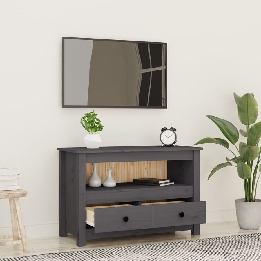 Tv-Meubel 79X35X52 Cm Massief Grenenhout Grijs