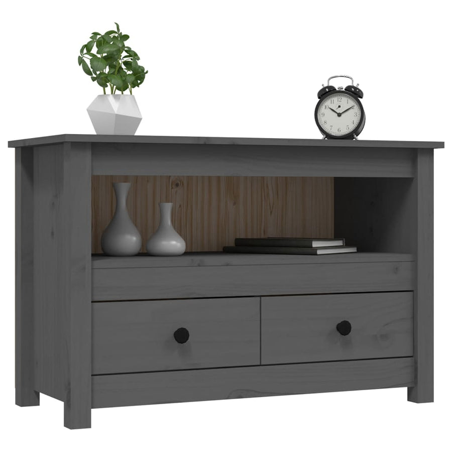 Tv-Meubel 79X35X52 Cm Massief Grenenhout Grijs