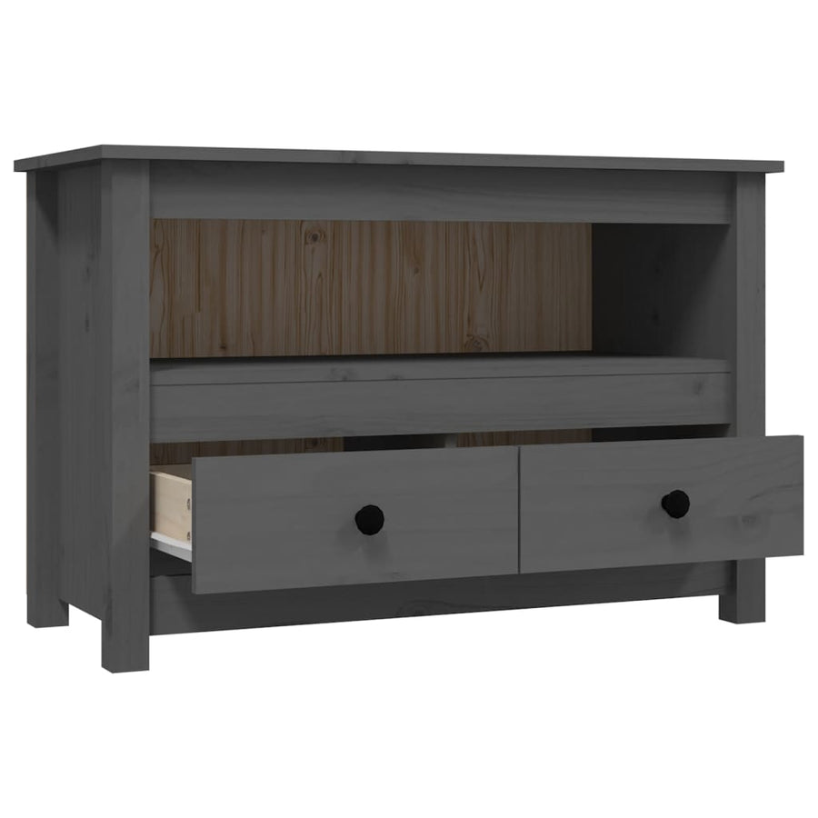 Tv-Meubel 79X35X52 Cm Massief Grenenhout Grijs