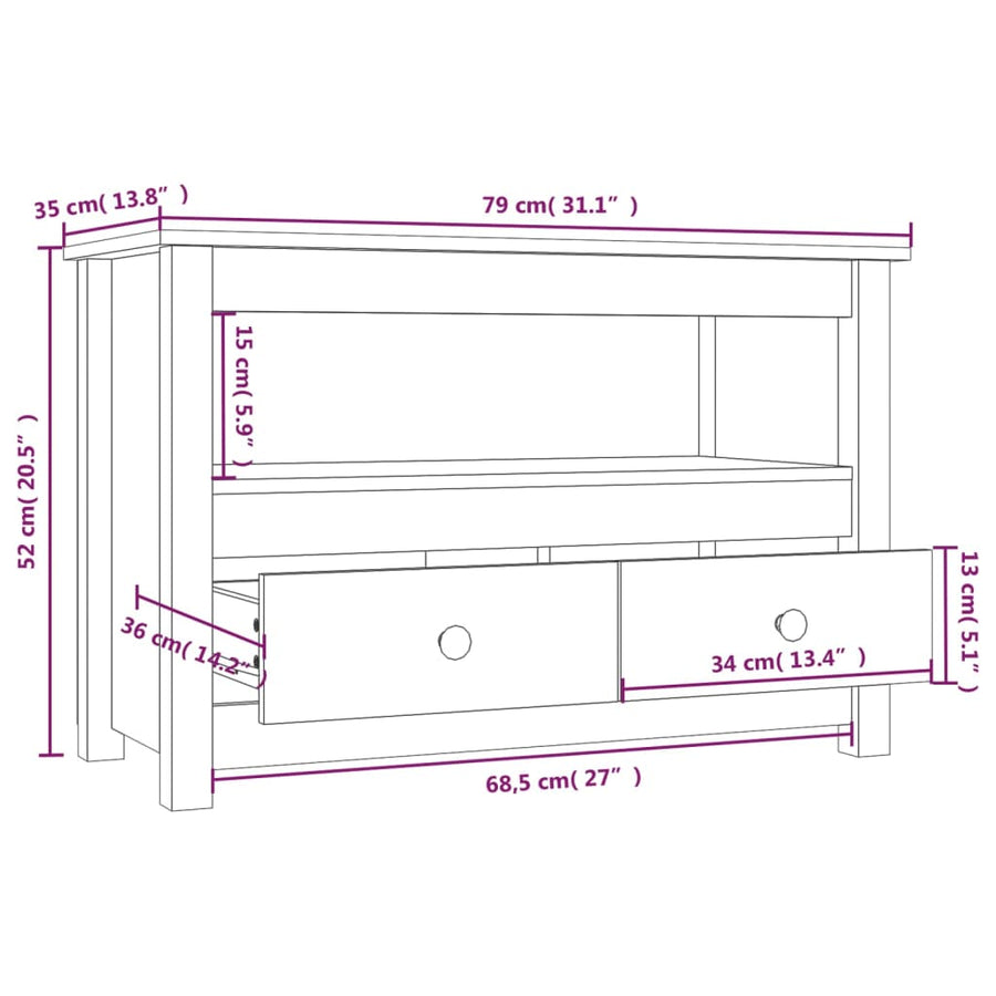 Tv-Meubel 79X35X52 Cm Massief Grenenhout Grijs