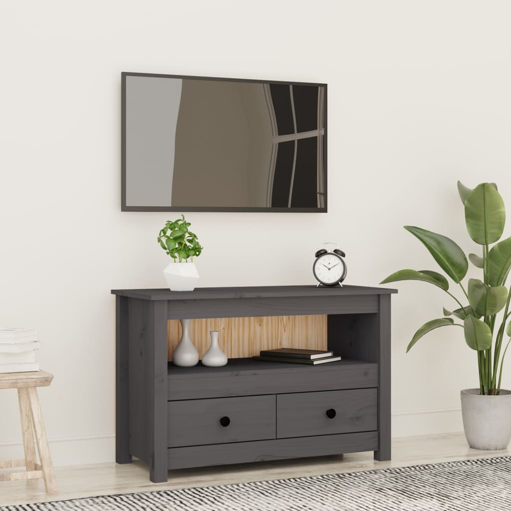 Tv-Meubel 79X35X52 Cm Massief Grenenhout Grijs