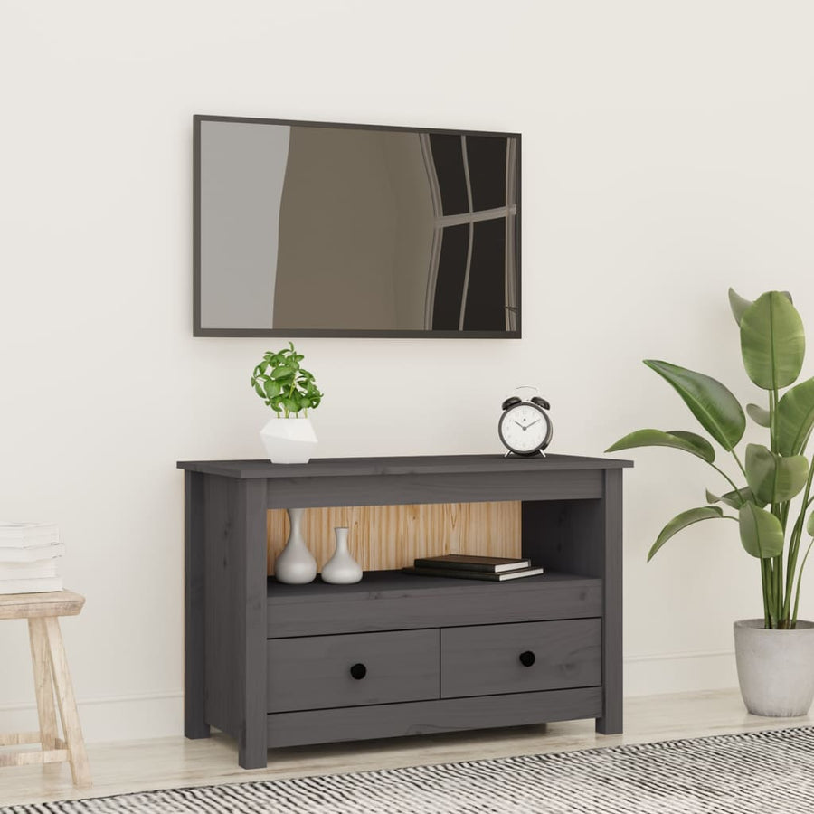Tv-Meubel 79X35X52 Cm Massief Grenenhout Grijs