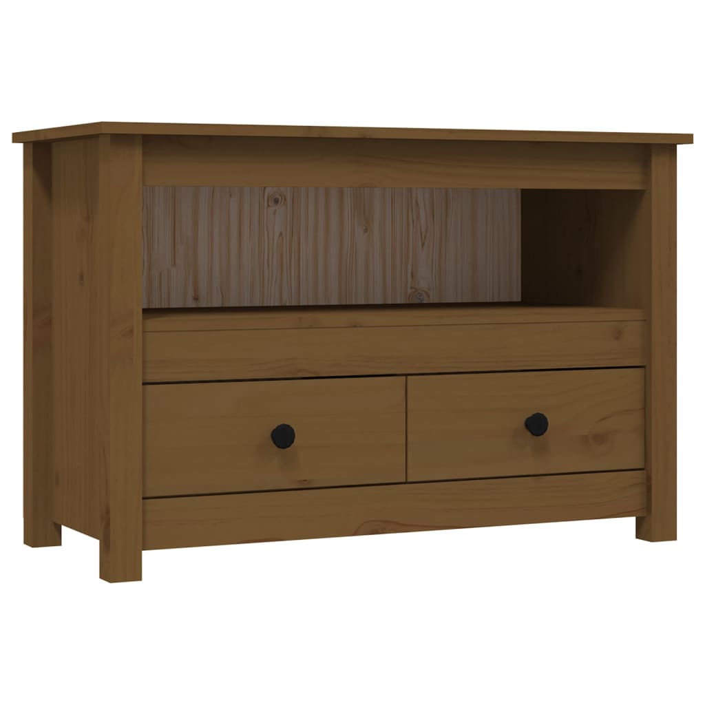 Tv-Meubel 79X35X52 Cm Massief Grenenhout Honingbruin