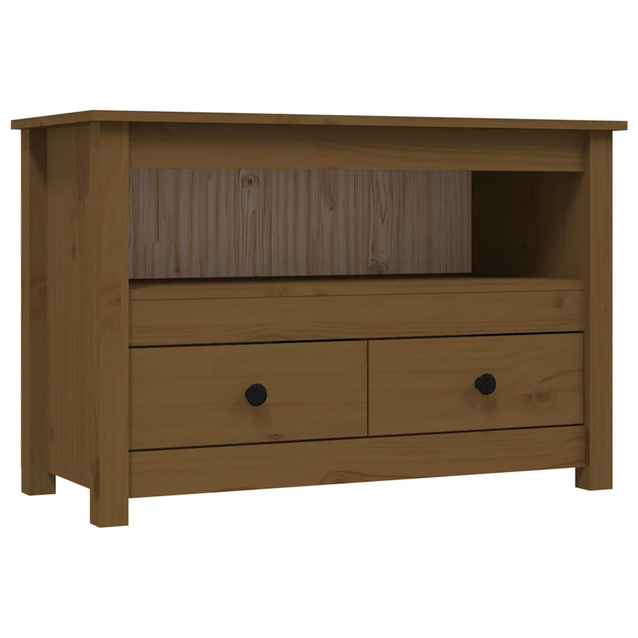 Tv-Meubel 79X35X52 Cm Massief Grenenhout Honingbruin