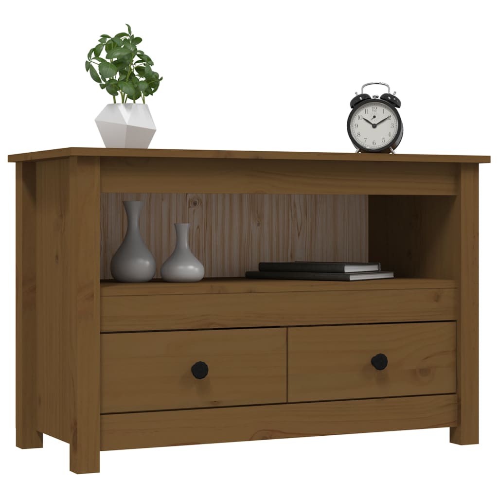 Tv-Meubel 79X35X52 Cm Massief Grenenhout Honingbruin