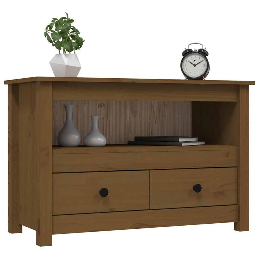 Tv-Meubel 79X35X52 Cm Massief Grenenhout Honingbruin