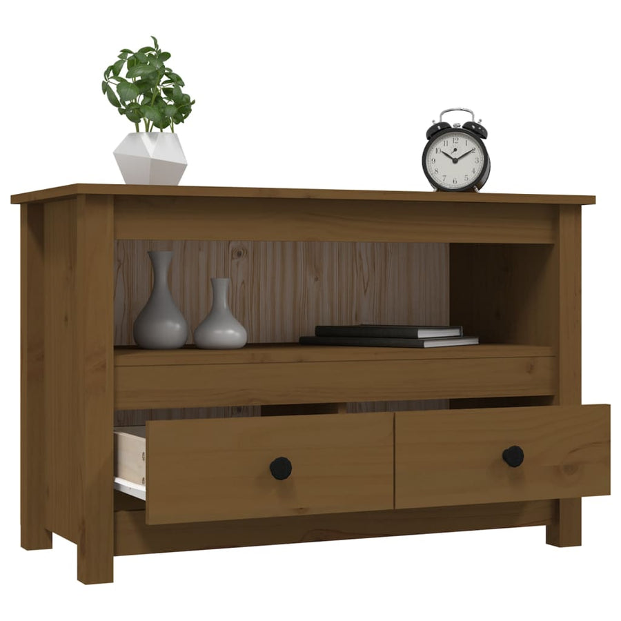 Tv-Meubel 79X35X52 Cm Massief Grenenhout Honingbruin