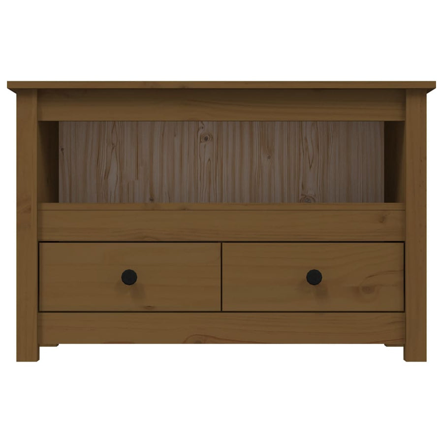 Tv-Meubel 79X35X52 Cm Massief Grenenhout Honingbruin