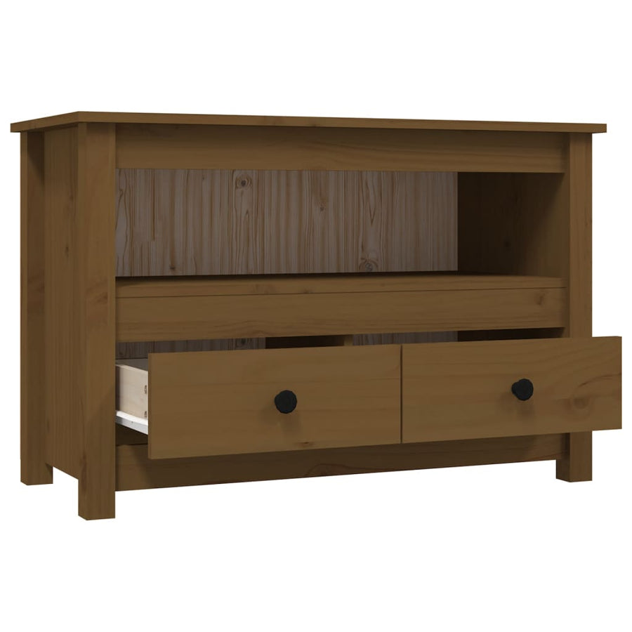 Tv-Meubel 79X35X52 Cm Massief Grenenhout Honingbruin