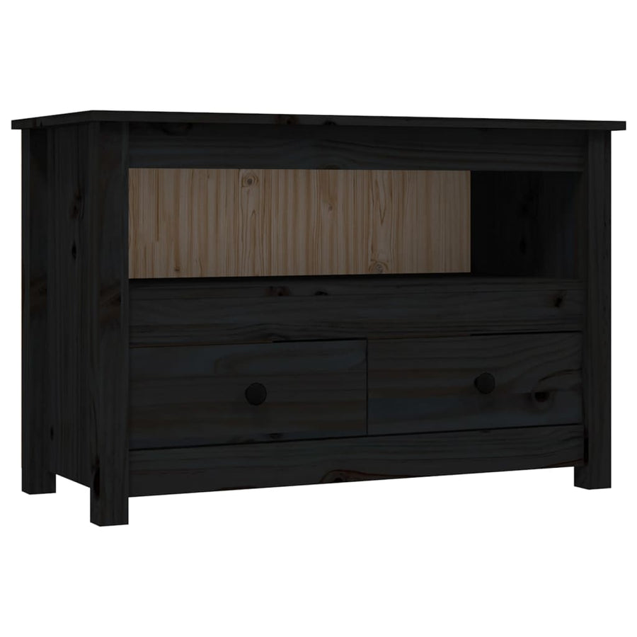 Tv-Meubel 79X35X52 Cm Massief Grenenhout Zwart
