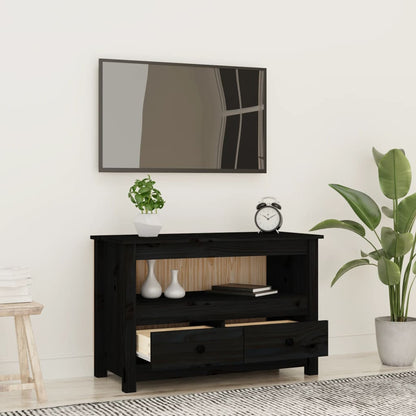 Tv-Meubel 79X35X52 Cm Massief Grenenhout Zwart