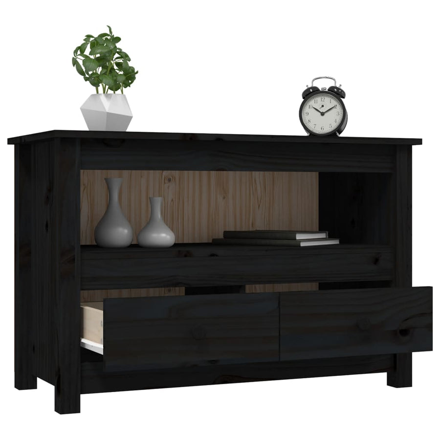 Tv-Meubel 79X35X52 Cm Massief Grenenhout Zwart