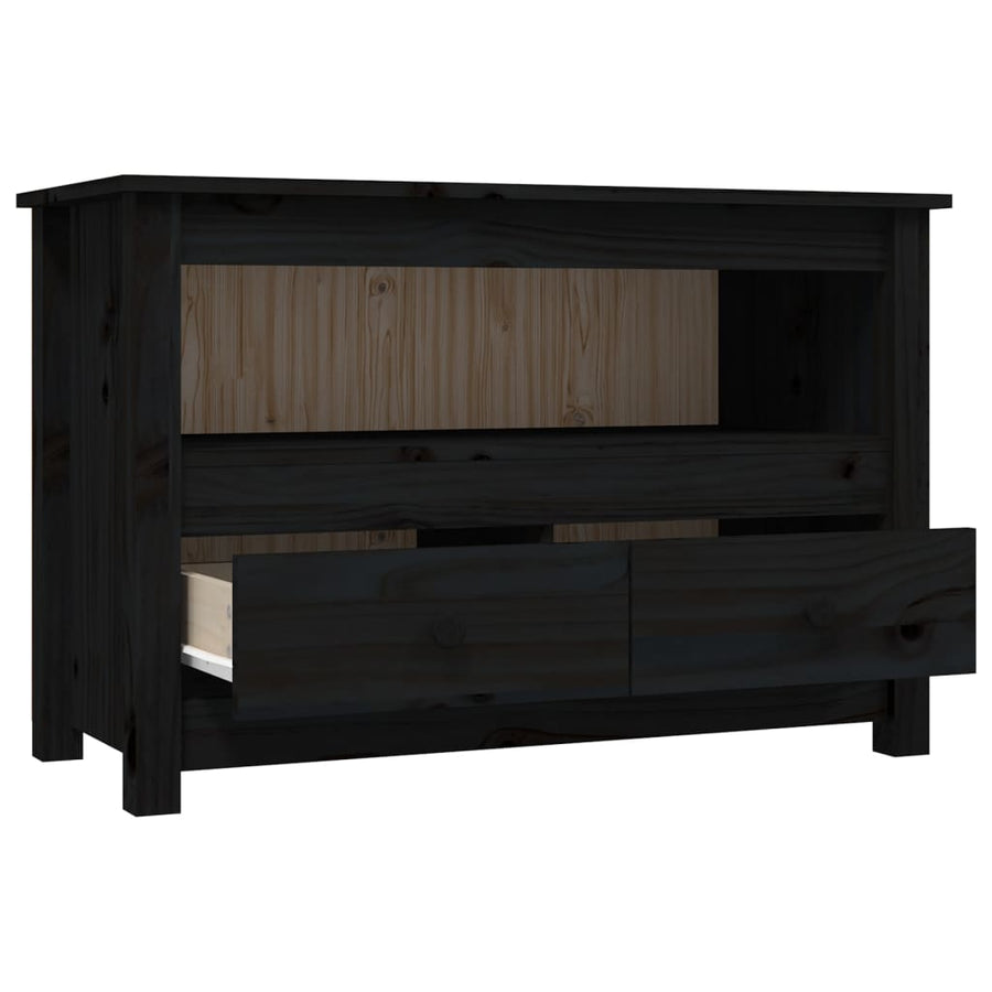 Tv-Meubel 79X35X52 Cm Massief Grenenhout Zwart