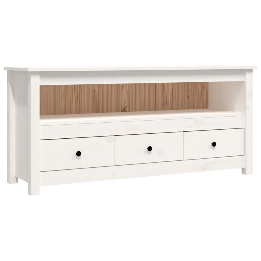 Tv-Meubel 114X35X52 Cm Massief Grenenhout Wit
