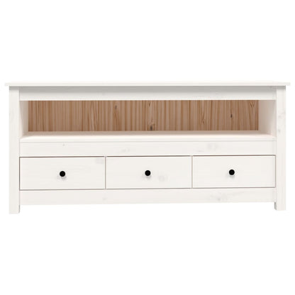 Tv-Meubel 114X35X52 Cm Massief Grenenhout Wit