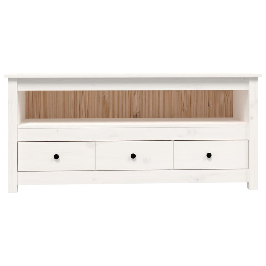 Tv-Meubel 114X35X52 Cm Massief Grenenhout Wit