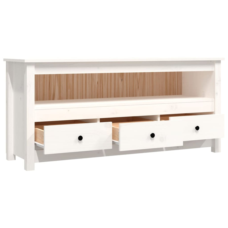 Tv-Meubel 114X35X52 Cm Massief Grenenhout Wit