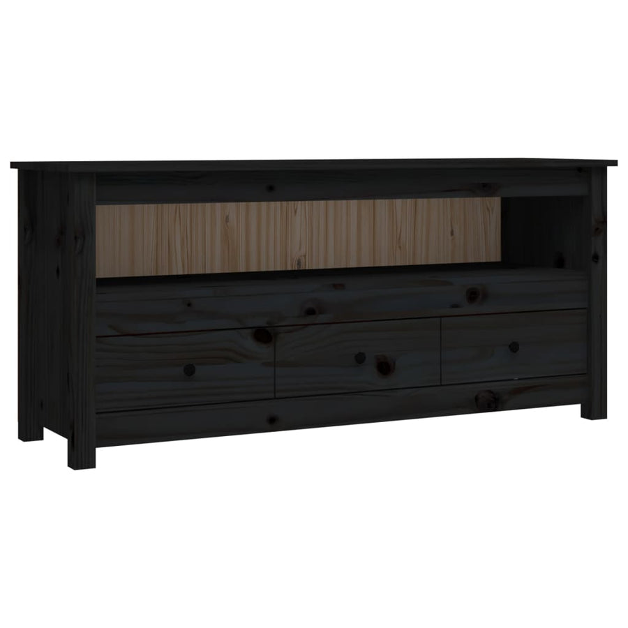 Tv-Meubel 4X35X52 Cm Massief Grenenhout Zwart
