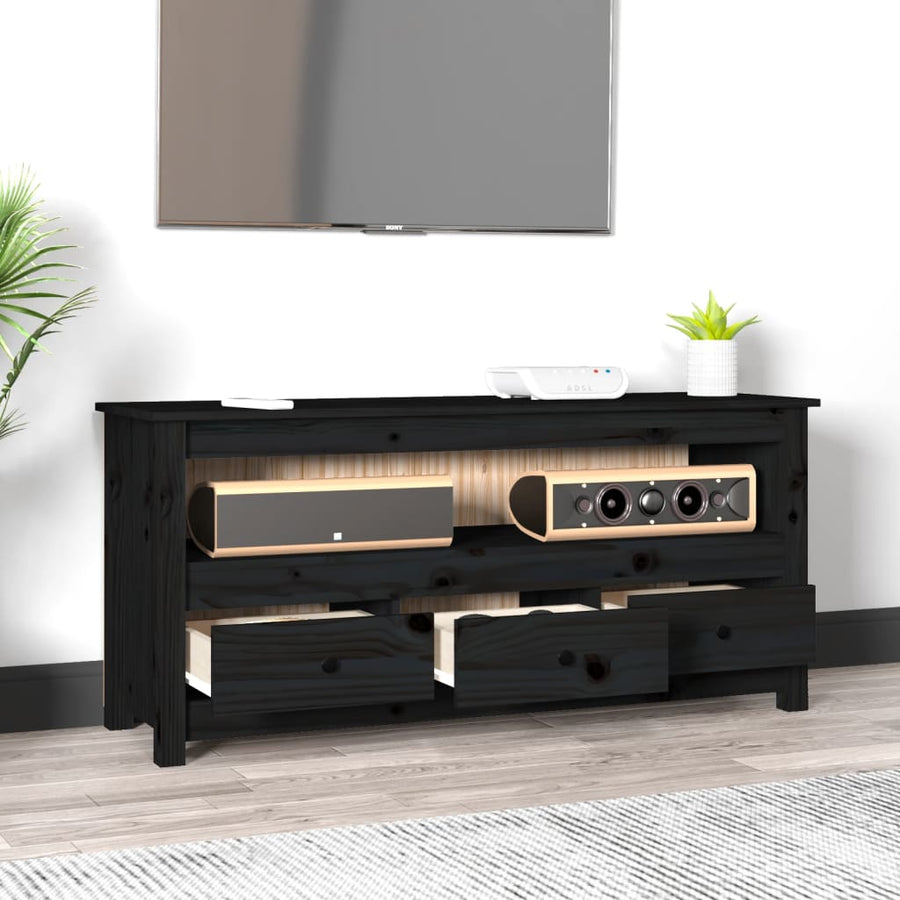 Tv-Meubel 4X35X52 Cm Massief Grenenhout Zwart