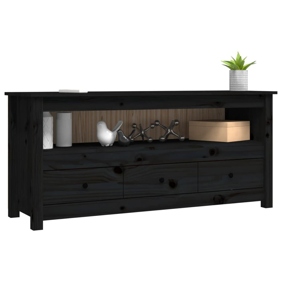 Tv-Meubel 4X35X52 Cm Massief Grenenhout Zwart