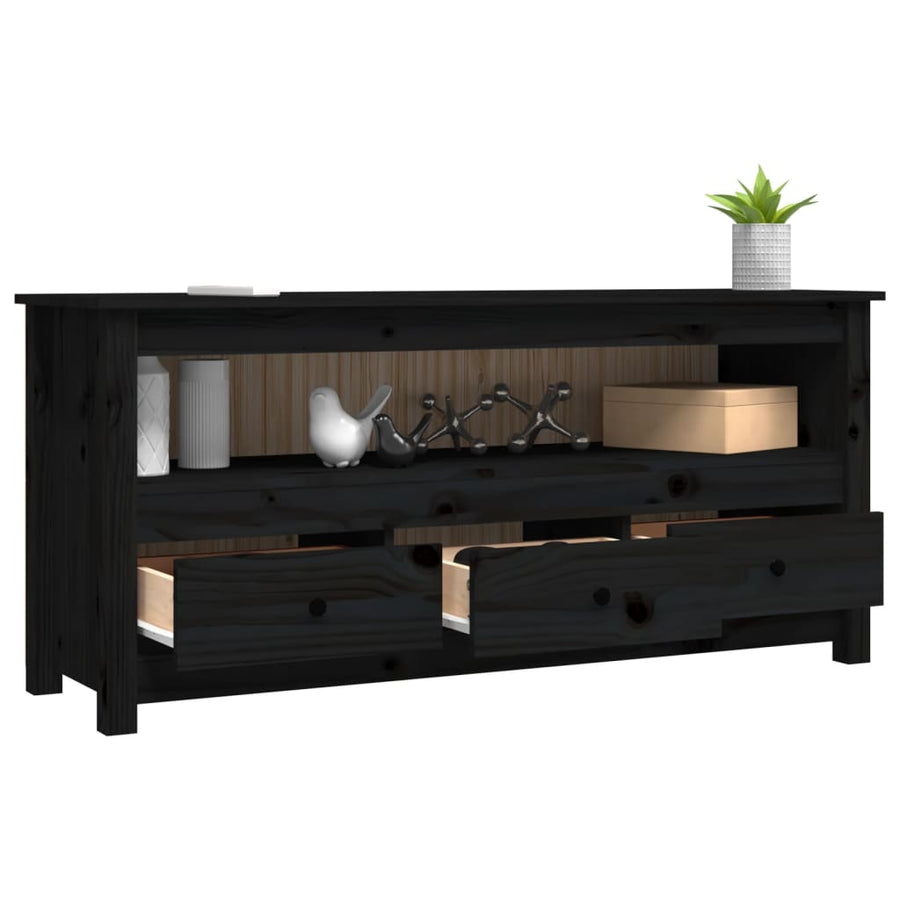 Tv-Meubel 4X35X52 Cm Massief Grenenhout Zwart